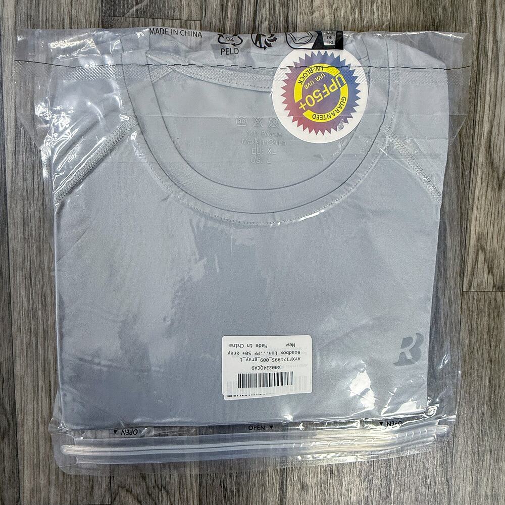 Roadbox UPF 50+ Grey Long‑Sleeve Sun Protection Tee – 100% Polyester, New